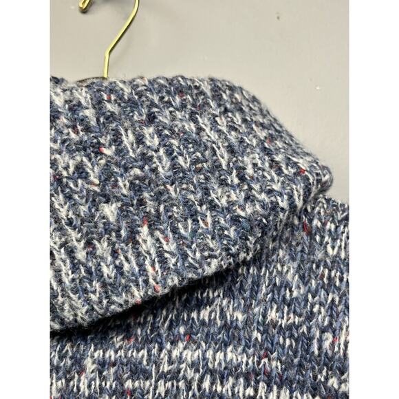 Lou & Grey Cropped Sweater Womens Small Turtleneck Wool Blend Blue Marled - Picture 5 of 6